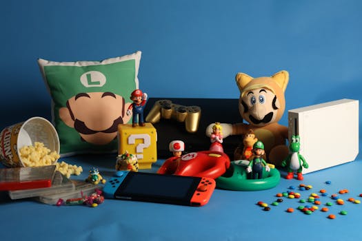 retro gaming setup with classic consoles