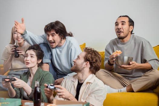 people enjoying a nostalgic video game night